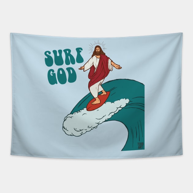 surf god Tapestry by toddgoldmanart