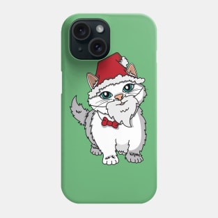 Santa Kitten, white kitten dressed as Santa Claus. Phone Case