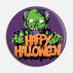 Happy Halloween Zombie Pin