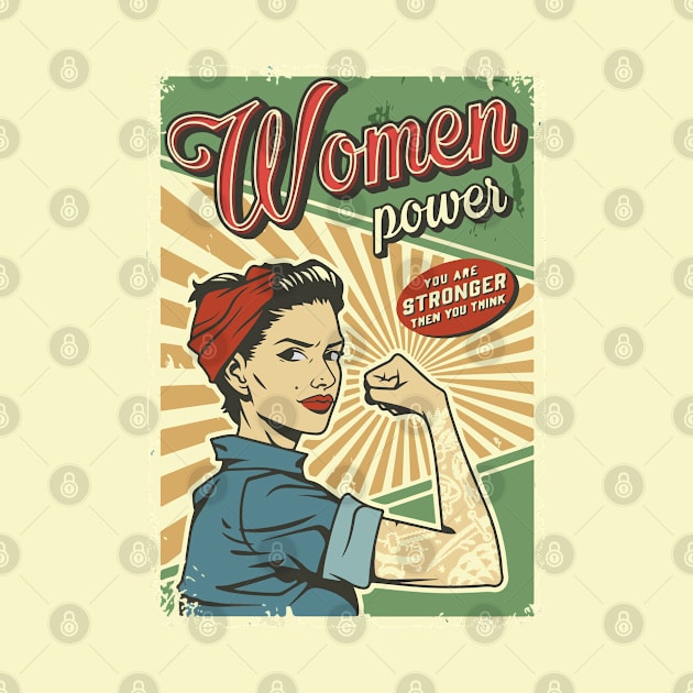 vintage woman power - you are stronger than you think by whatyouareisbeautiful