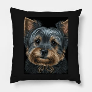 Super Cute Yorkshire Terrier Puppy Portrait Pillow