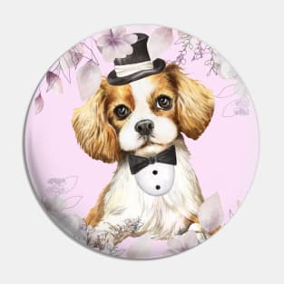 Cavalier King Charles Spaniel wears a suit Pin