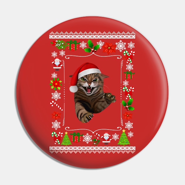 Christmas gifts for cat lovers Ugly xmas Angry Cat Sweater Pin by AwesomePrintableArt