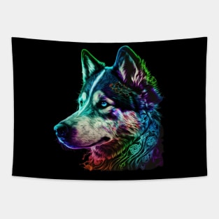 Neon Siberian Husky Tapestry