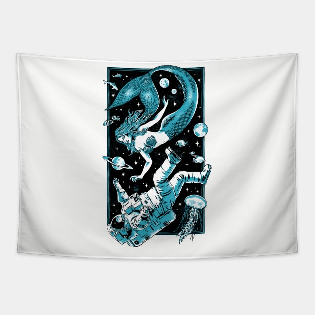 Worlds Collide - Aqua Tapestry by CPdesign