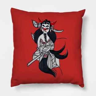 Japanese demon, oni ink drawing Pillow