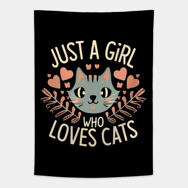 Just A Girl Who Loves Cats Tapestry by TooplesArt