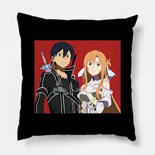 Kirito and Asuna with fairy Yui from sword art online Pillow