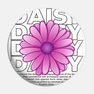 Outline purple daisy flower with text Pin