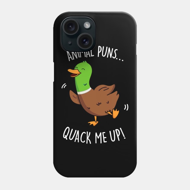Animal Puns Quack Me Up Cute Duck Pun Phone Case by punnybone