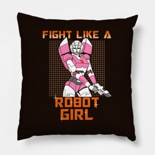 Fight Like A Girl Robot 80's Mecha Cartoon Meme Pillow