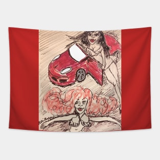 Porsche Female Models Tapestry