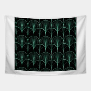 Teal Art Deco Fan Pattern Tapestry