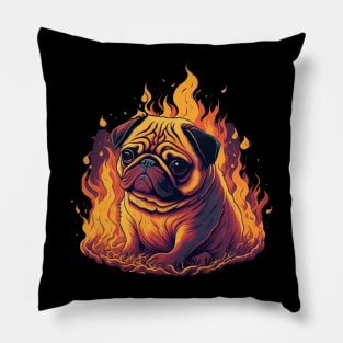 Fire pug Pillow