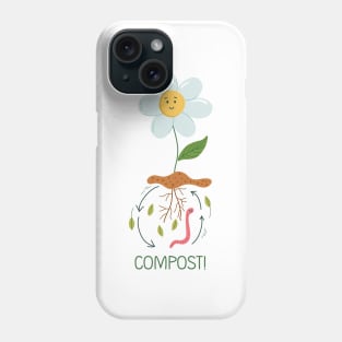 Flower in pile of ground, Composting process illustration Phone Case