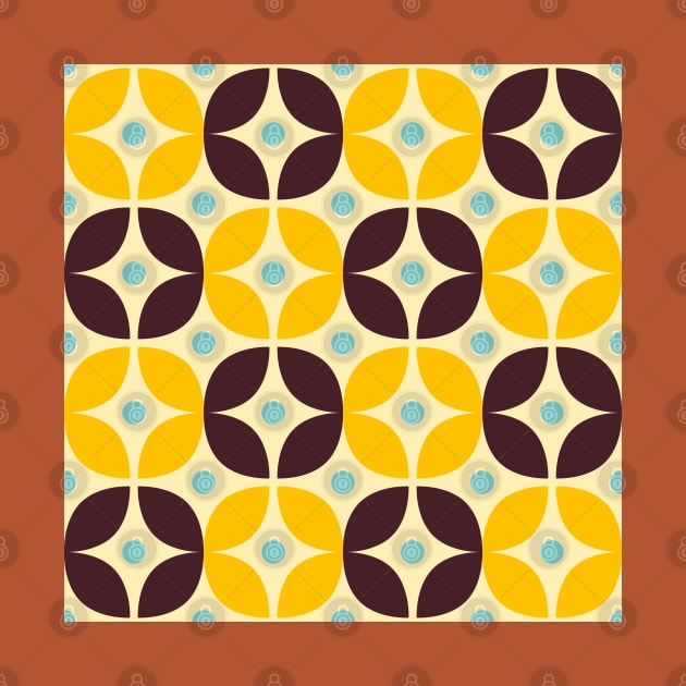 Geometric Pattern: Stylised Flower: Brown/Yellow by Red Wolf