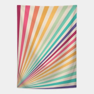 Retro Rainbow Sunburst Tapestry