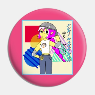 Yuri Marzipan the Oni - Cool Gal (fuschia and yellow) Pin