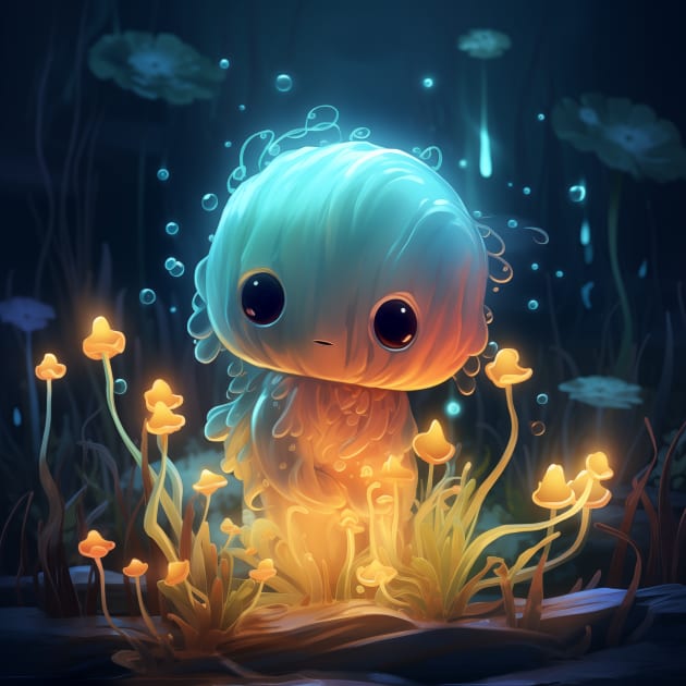 Lumalee - Cute little bioluminescent character for kids Kids T-Shirt by LoFi_Vibes