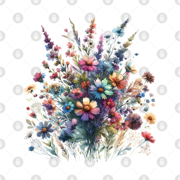 Bouquet Of Flowers In Watercolor by Sublime Art