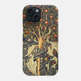 WOODPECKER IN A FRUIT TREE ,BIRDS, RABBITS,LEAVES,BLUE GREEN FLORAL Phone Case