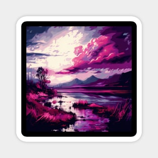 Pink Lake with Clouds Magnet