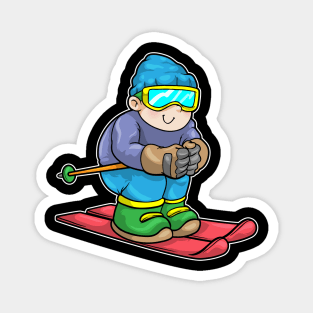 Skier with Skis & Ski pole Magnet