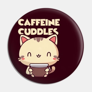 Caffeine & Cuddles - Cat Drinking Coffee Pin