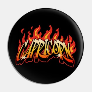 Capricorn Zodiac Retro Flames Birthday Pin