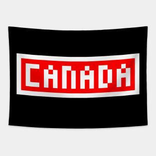 Pixel Canada on Red with a White Border Tapestry