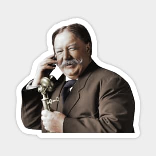 William Howard Taft Smiling During A Telephone Call - 1908 - Colorized Magnet