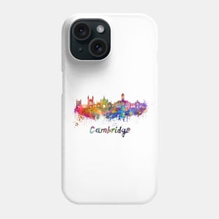 Cambridge skyline in watercolor Phone Case