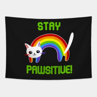 Stay PAWsitive! Motivational Tapestry