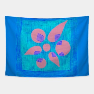 Abstract Flower - Pink and Blue Tapestry