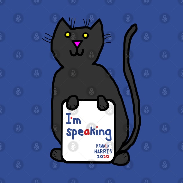 Small Cat with Kamala Harris VP Debate Quote by ellenhenryart