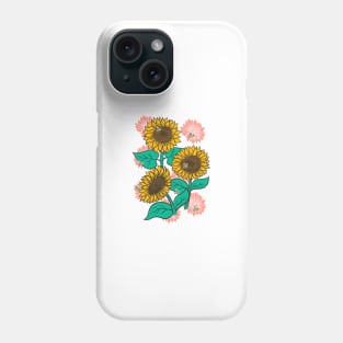 Cheery Sunflowers on Pink with Bees Phone Case