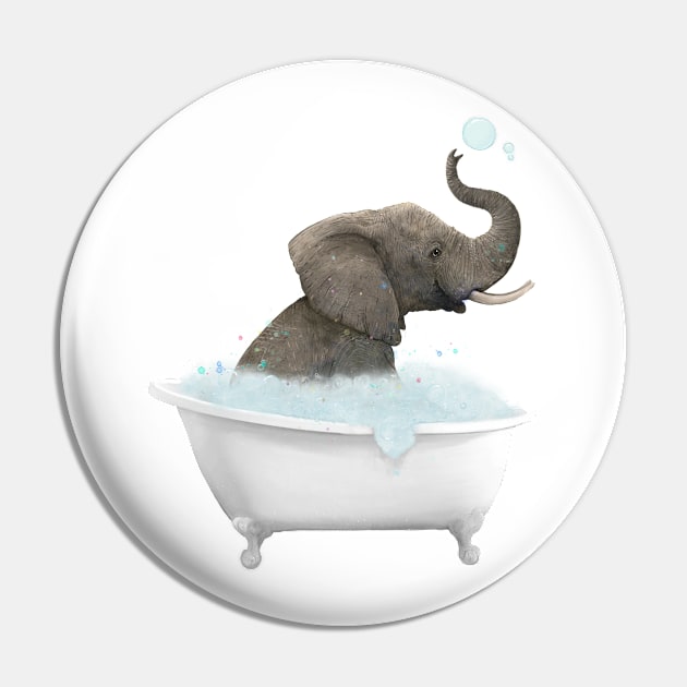 Cute Elephant in Bathtub Pin by LauraGraves