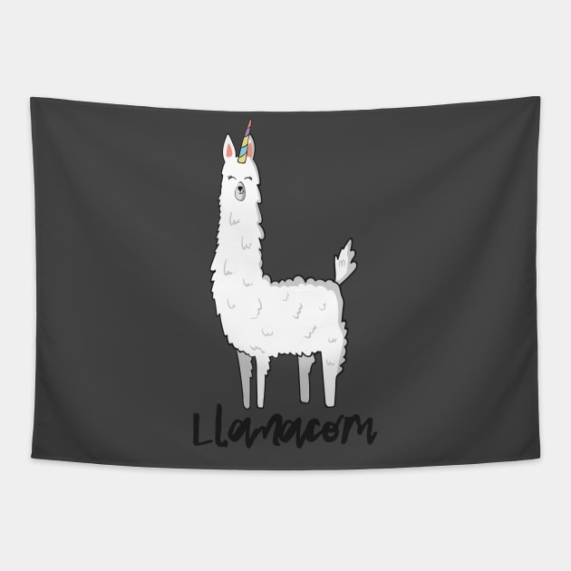 Llamacorn, Funny Llama With Unicorn Horn T Shirt Tapestry by Dreamy Panda Designs