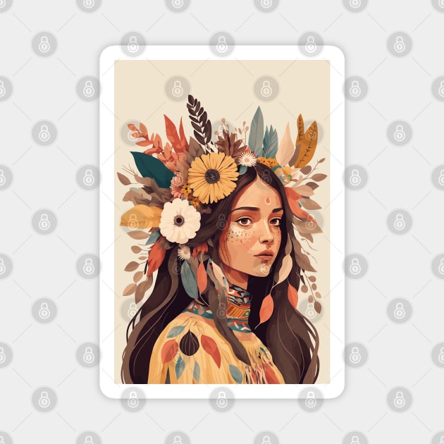 Painted Beautiful Native American Woman Magnet by HolidayBug