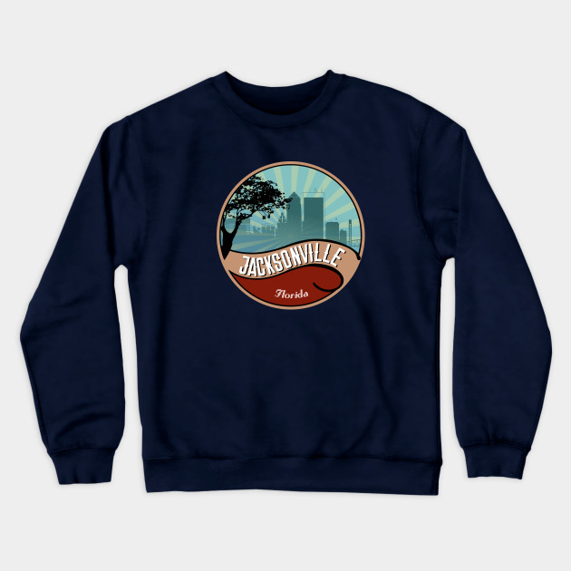 Jacksonville City Skyline Design Florida Retro Vintage 80s Jacksonville Fl Crewneck Sweatshirt Teepublic