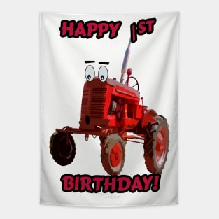 Happy 1st birthday tractor design Tapestry