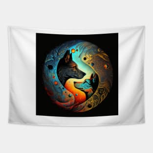 Yin Yang dogs Tapestry