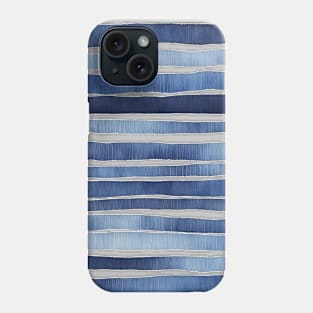 Blue and white stripes pattern, indigo blue Phone Case