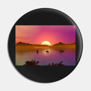 Sunset in the Bay Seascape Pin