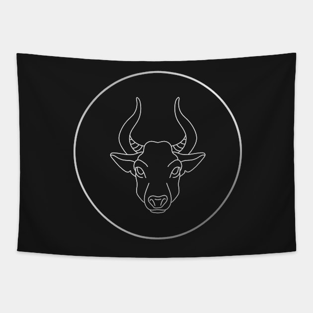 Taurus Zodiac Art Silver Tapestry by Felicity-K