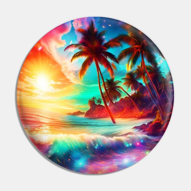 Tropical Island Paradise Pin by Trails I Travel Art