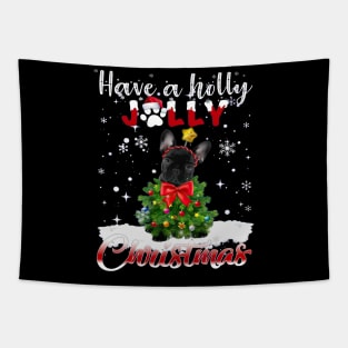 French Bulldog Have A Holly Jolly C hristmas Tapestry