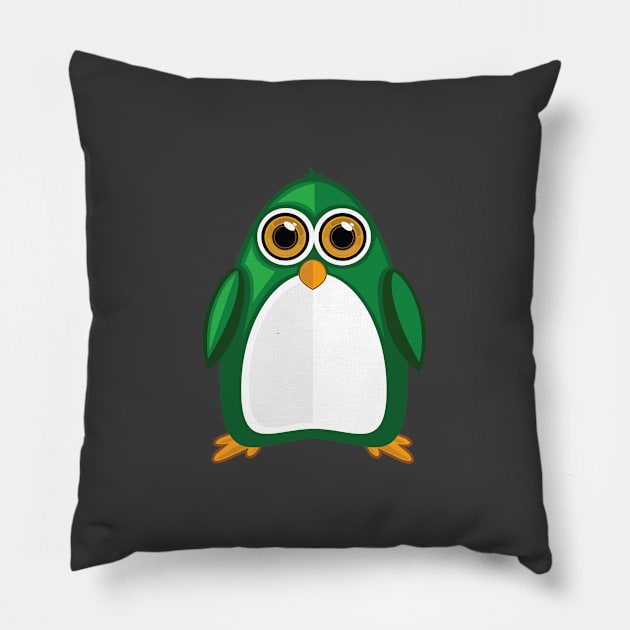 Green Penguin Pillow by adamzworld