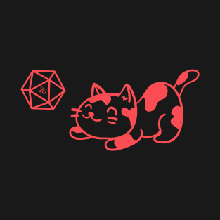 Polyhedral D20 Dice Natural 20 for Cat Lovers Tabletop RPG T-Shirt