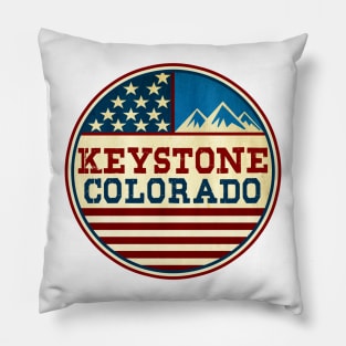 Keystone Colorado Skiing Mountains Ski Red White And Blue Pillow